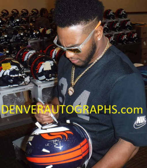 Denver Broncos SB 50 Defense Signed Speed Proline Helmet 10 Sigs JSA 19039