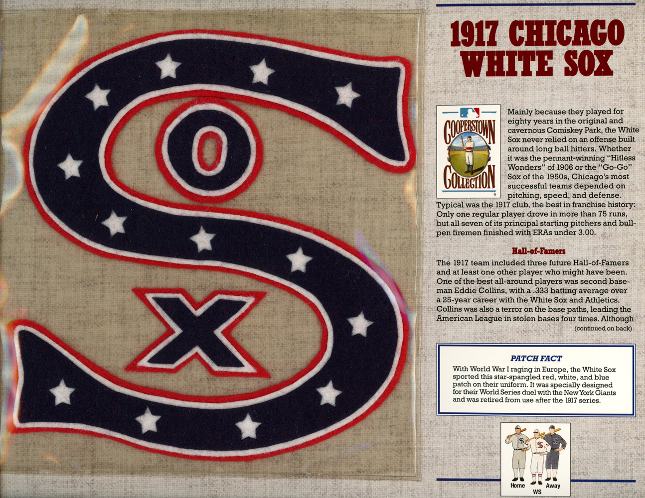 Chicago White Sox 1917 Patch Stat Card Cooperstown Willabee & Ward