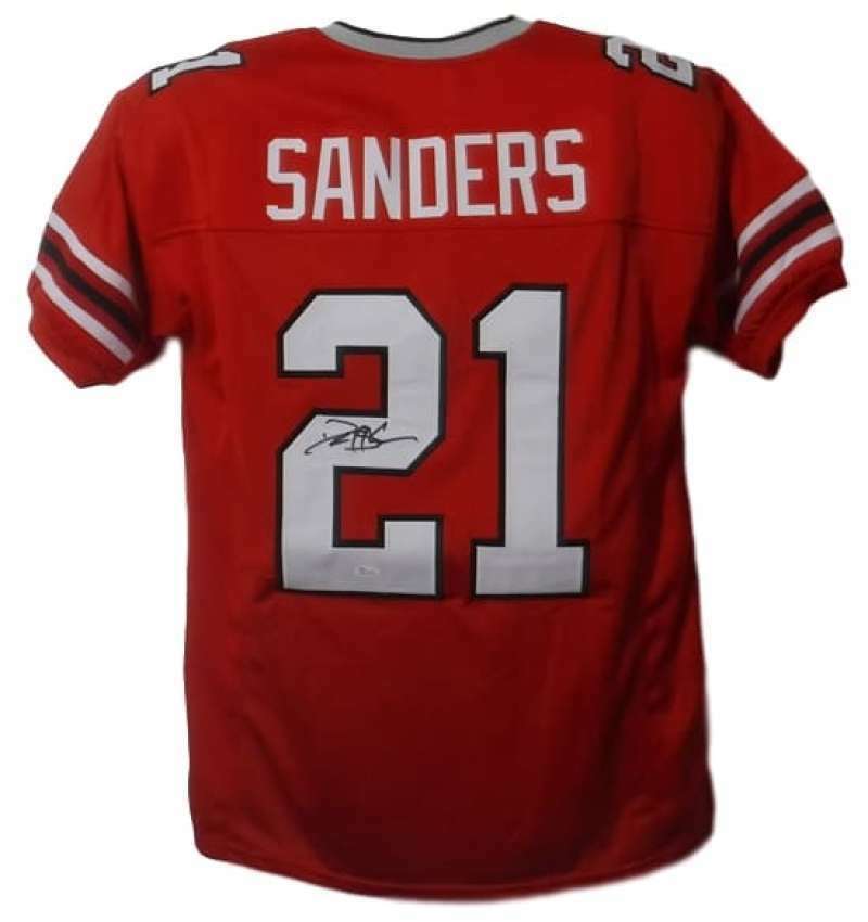 Deion Sanders Autographed/Signed Atlanta Falcons XL Red Jersey JSA 19378 Denver Autographs
