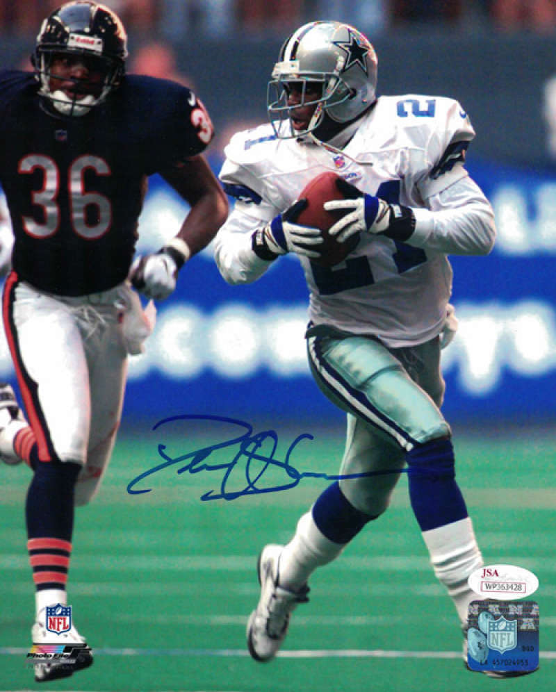 Deion Sanders Autographed/Signed Dallas Cowboys 8×10 Photo JSA 19379 PF