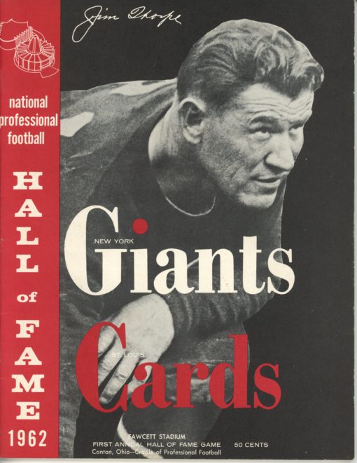 1962 First Annual Hall Of Fame Game Giants vs Cardinals Program Magazine