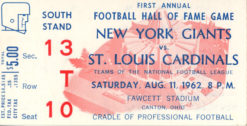 1962 Hall Of Fame Game Ticket New York Giants vs St Louis Cardinals