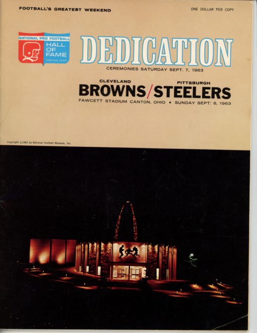 1963 Hall Of Fame Dedication Browns vs Steelers Program Magazine