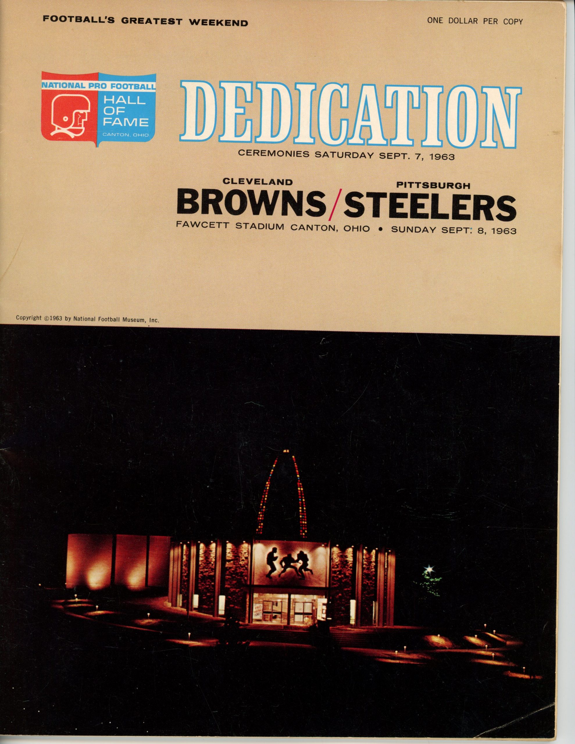 1963 Hall Of Fame Dedication Browns vs Steelers Program Magazine