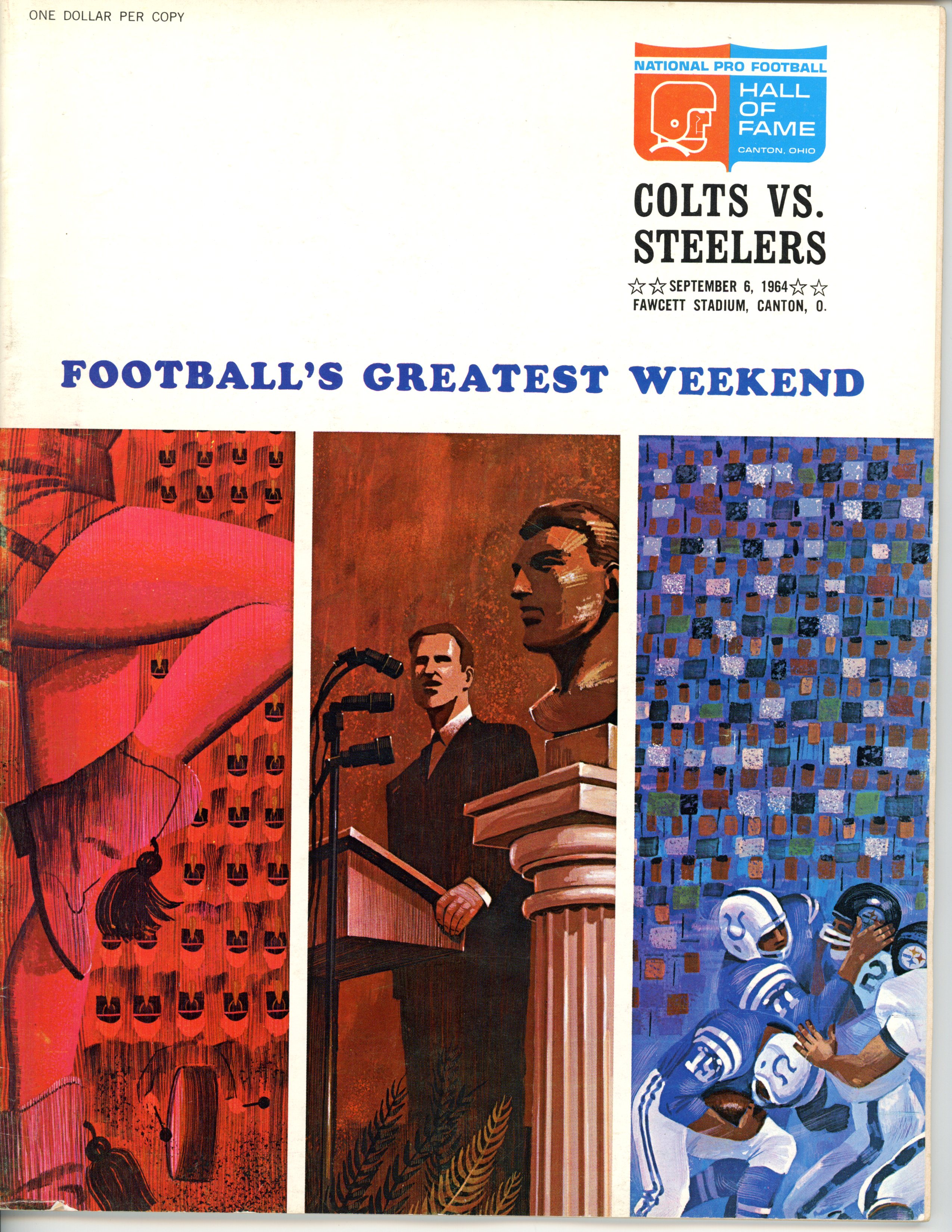 1964 Hall Of Fame Game Program Magazine Colts vs Steelers