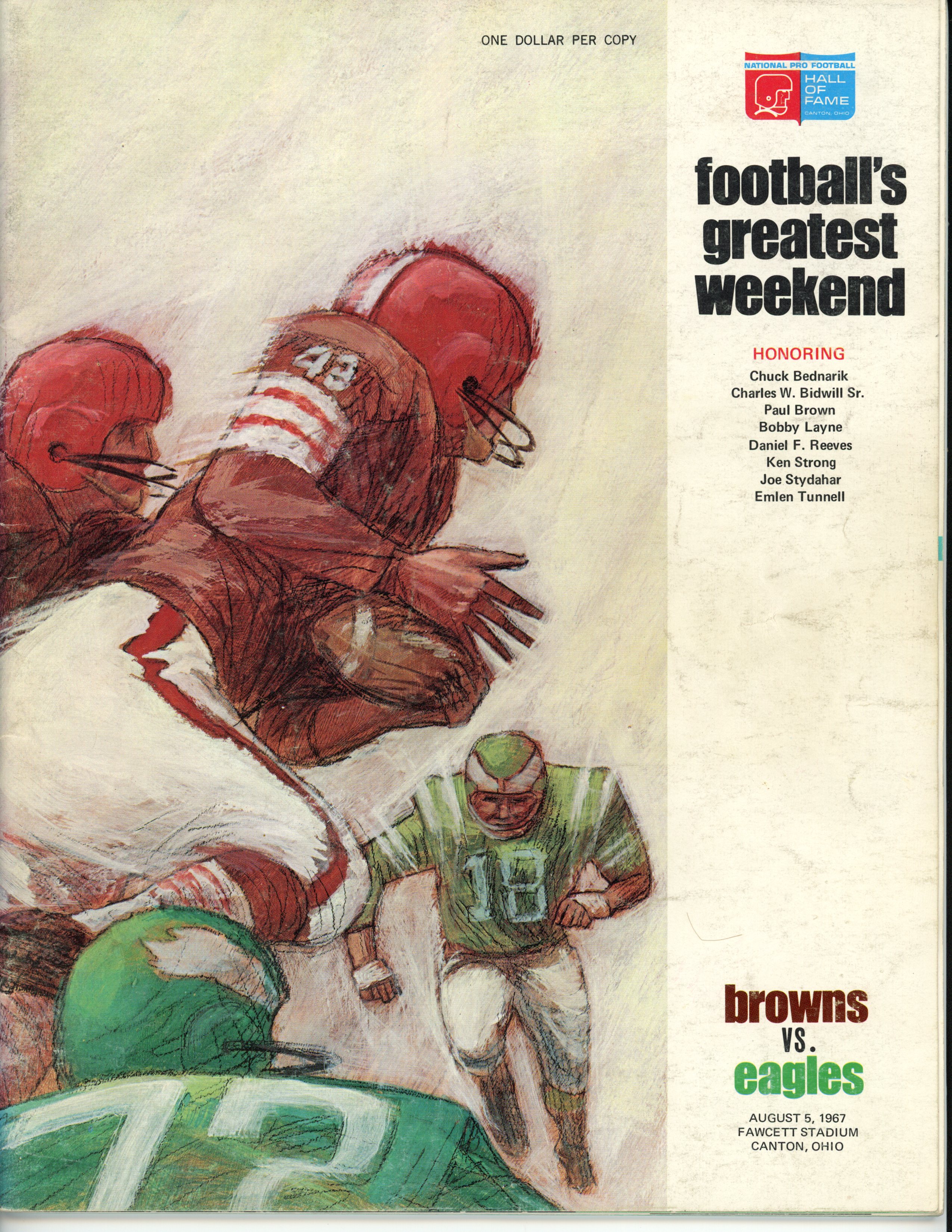 1967 Hall Of Fame Game Program Magazine Browns vs Eagles