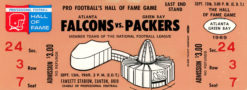 1969 Hall Of Fame Game Ticket Atlanta Falcons vs Green Bay Packers