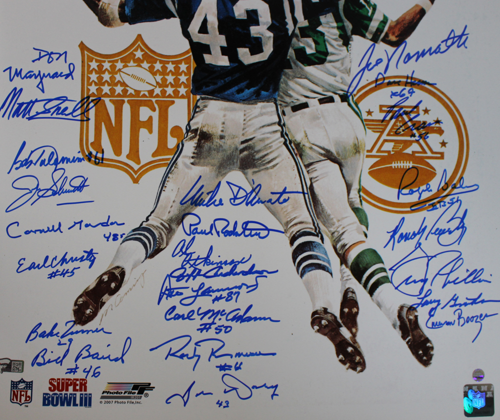 1969 New York Jets Signed Super Bowl III 16x20 Photo 24 Sigs Namath FAN
