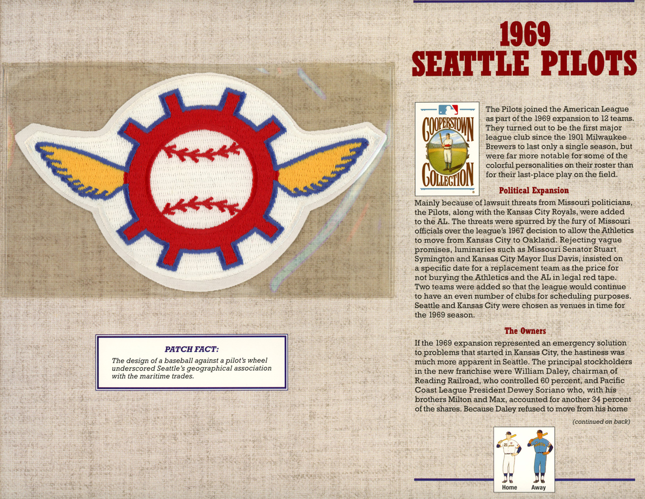 Seattle Pilots 1969 Patch Stat Card Cooperstown Official Willabee & Ward