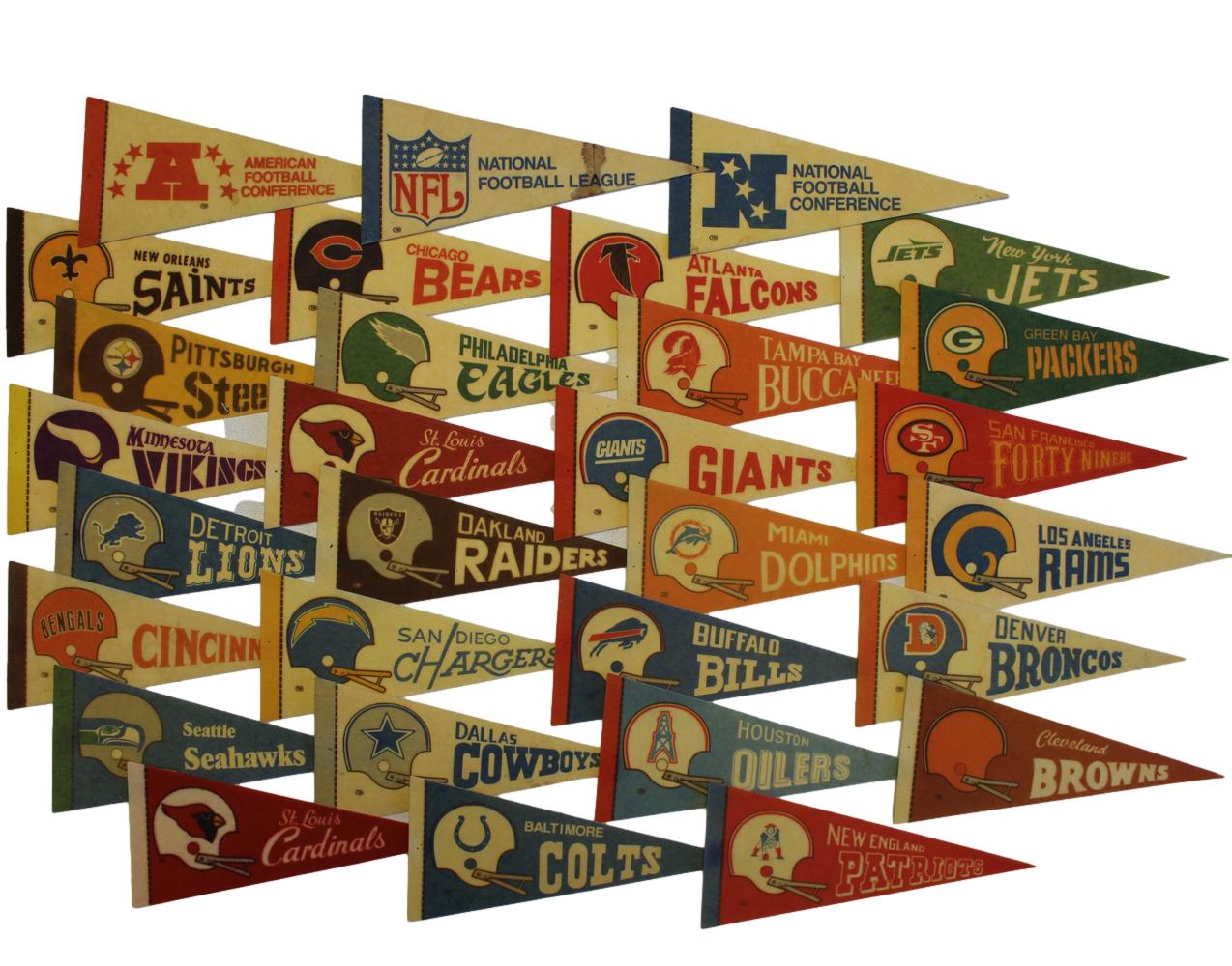 1970s Throwback Vintage NFL Mini Pennants Lot Denver Autographs