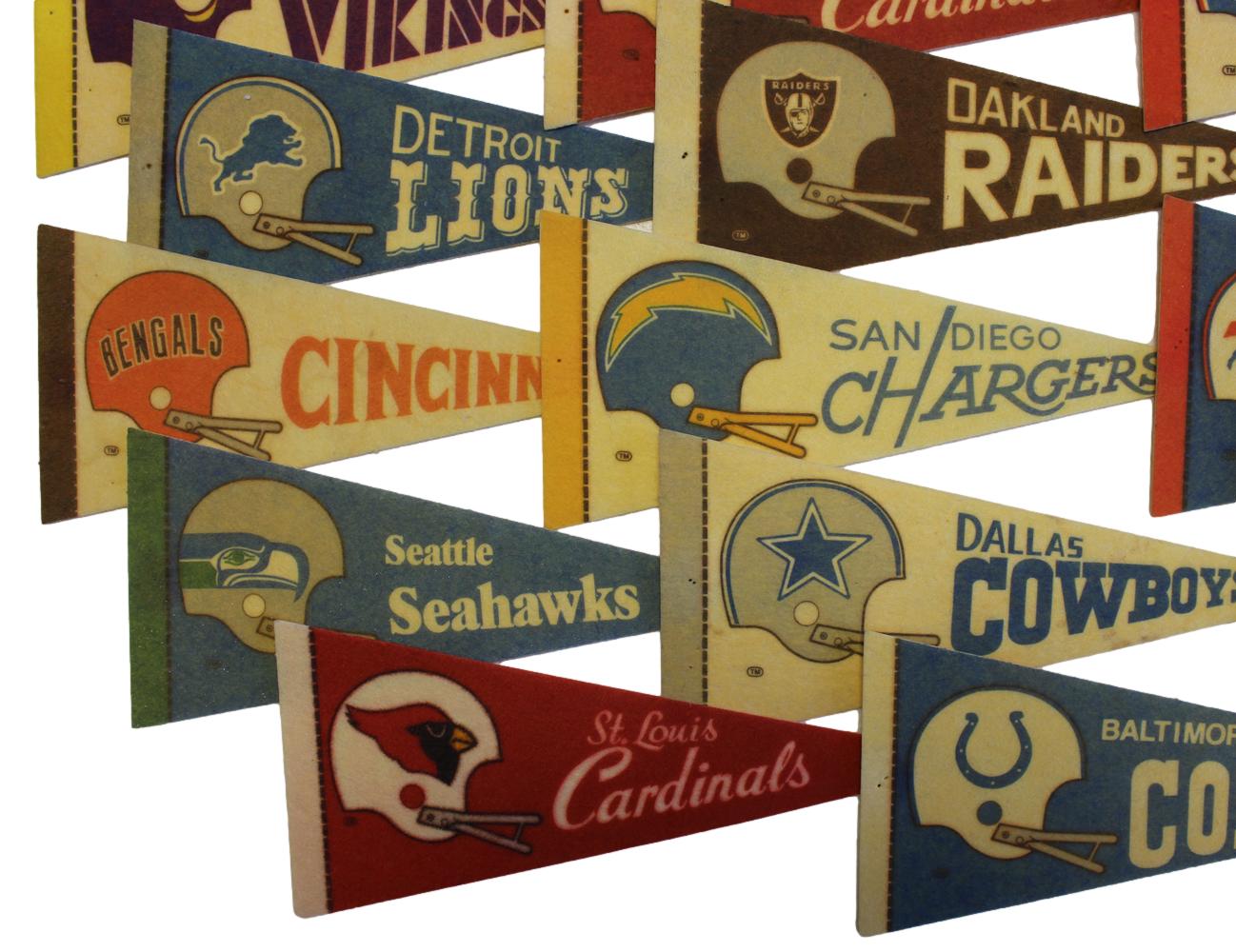 1970s Throwback Vintage NFL Mini Pennants Lot Denver Autographs