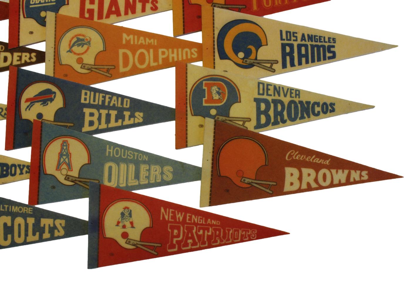 1970s Throwback Vintage NFL Mini Pennants Lot Denver Autographs
