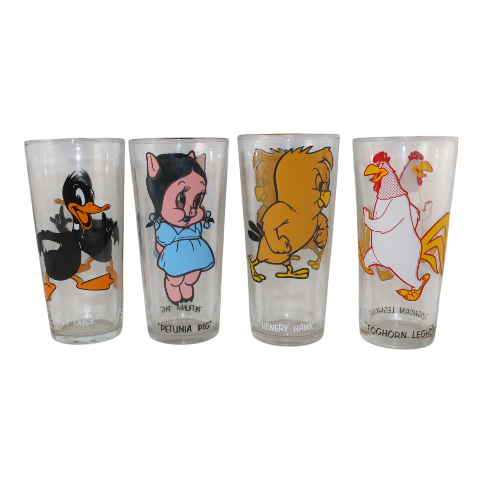 1973 Warner Bros Looney Tunes Pepsi Glass Set Petunia Daffy Foghorn Hawk 51184