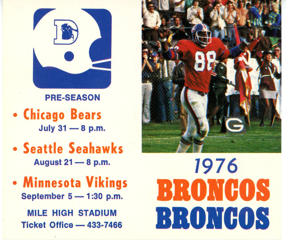 Denver Broncos 1976 Pocket Schedule