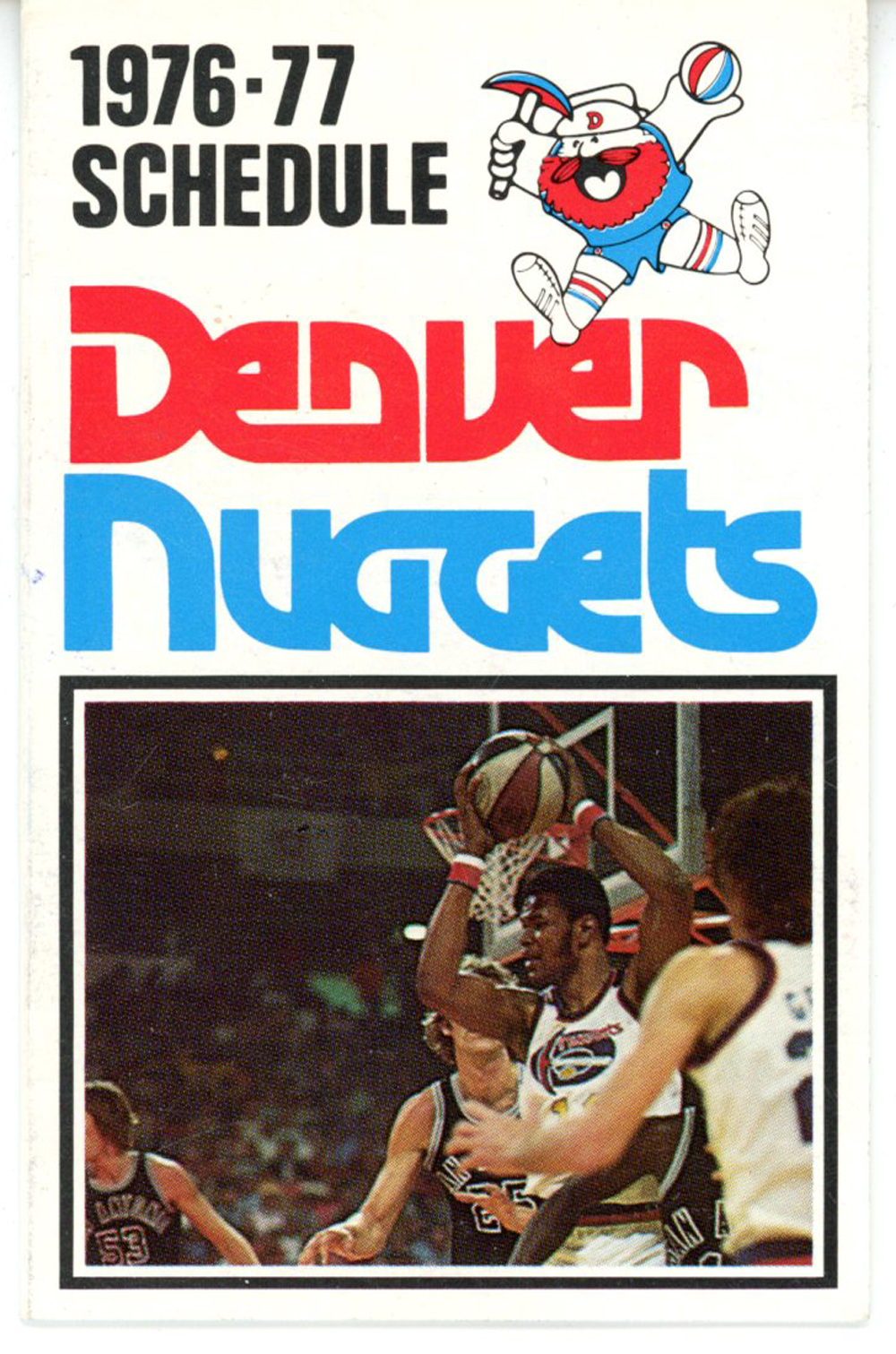 Denver Nuggets 197677 Pocket Schedule Denver Autographs