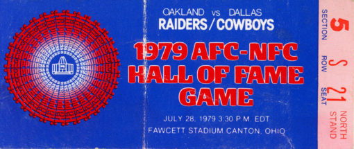 1979 Hall Of Fame Game Ticket Oakland Raiders vs Dallas Cowboys