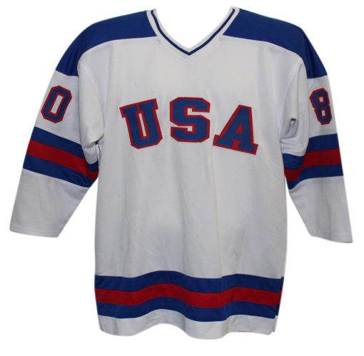 1980 USA Hockey Team Autographed/Signed White XL Jersey 19 Sigs JSA 25634