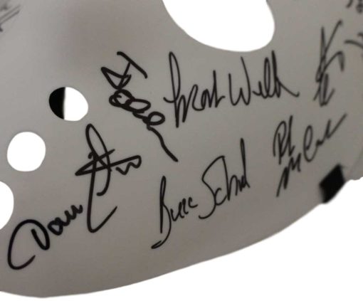 1980 USA Hockey Team Autographed/Signed White Goalie Mask 18 Sigs JSA 25622
