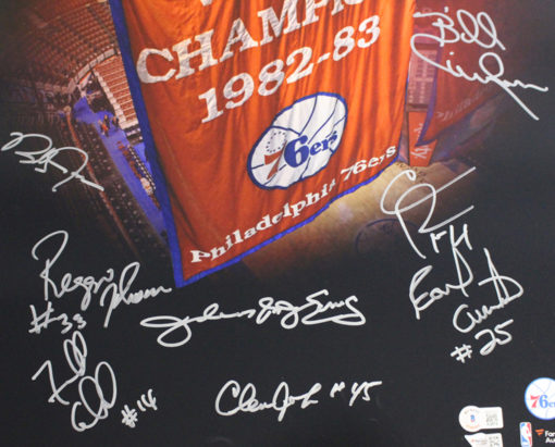 1983 Philadelphia 76ers Champions Signed 16x20 Photo 8 Sigs Erving FAN BAS