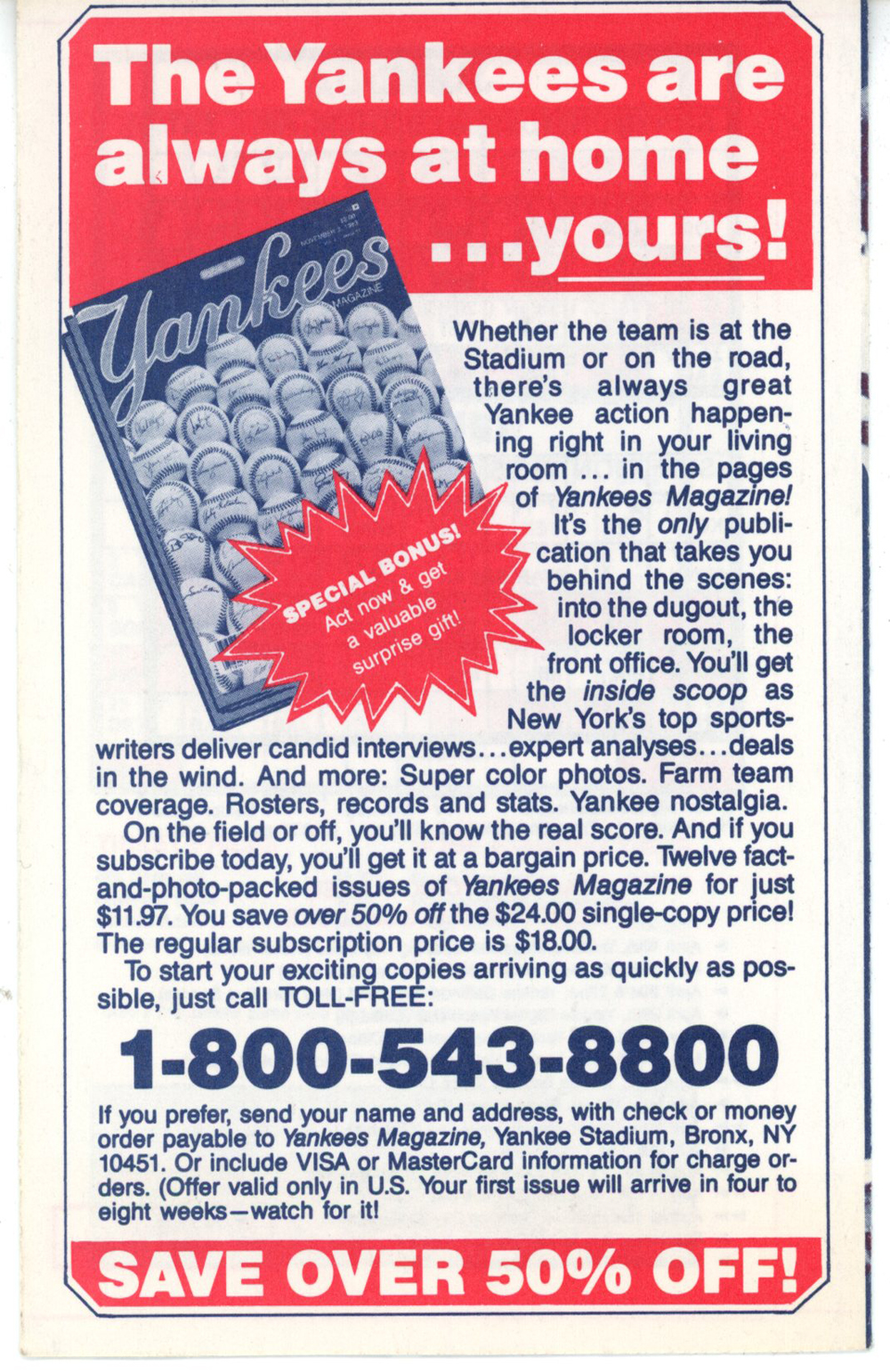 New York Yankees 1984 Pocket Schedule