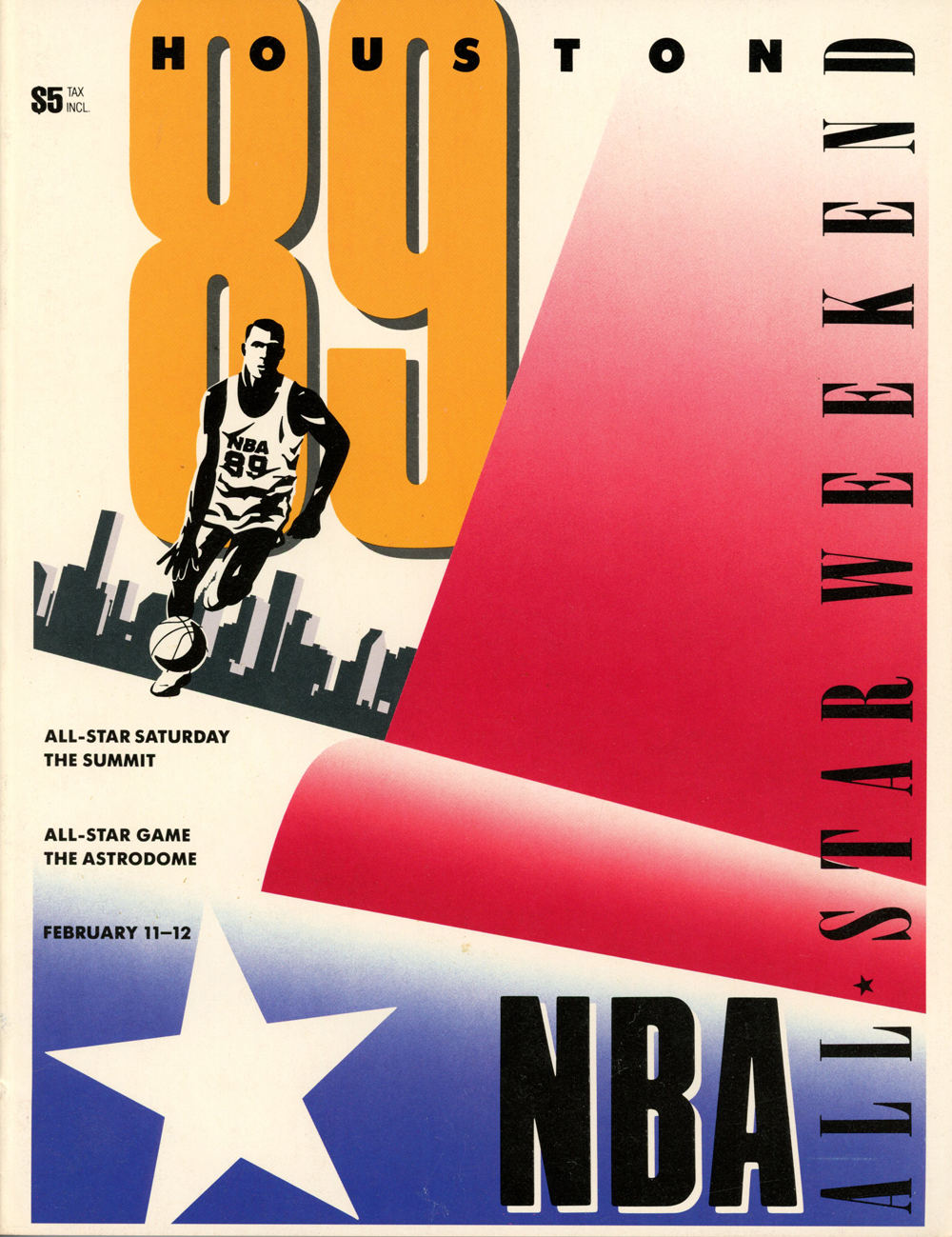 1989 NBA All Star Game Program 2/11/1989 In Houston
