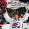 Joe Sakic Autographed/Signed Colorado Avalanche 8x10 Photo Lifting Cup 19934