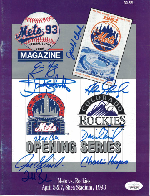 1993 Colorado Rockies Team Signed Opening Day Program vs Mets 9 Sigs JSA 25648