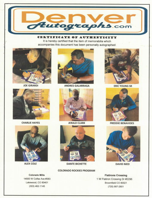 1993 Colorado Rockies Team Signed Opening Day Program vs Mets 9 Sigs JSA 25648