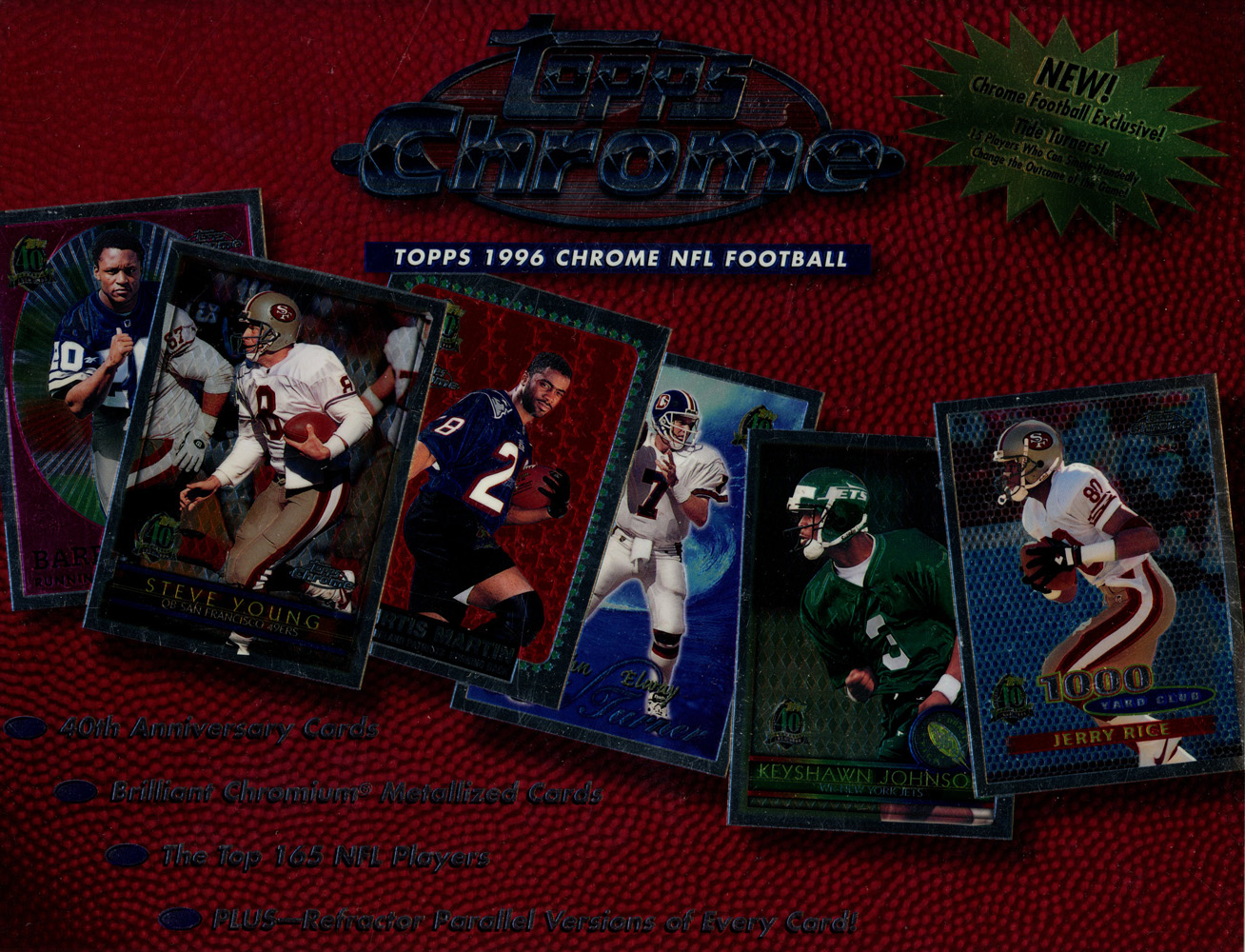 1996 Topps Chrome Football Promo 8x10 Sheet Rice Elway Young Sanders
