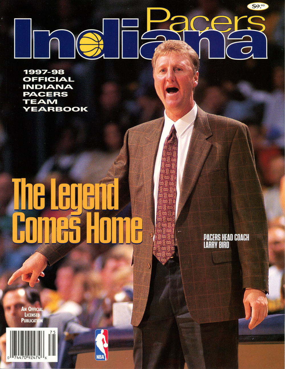 Indiana Pacers 1997-98 Team Yearbook Magazine Larry Bird Cover
