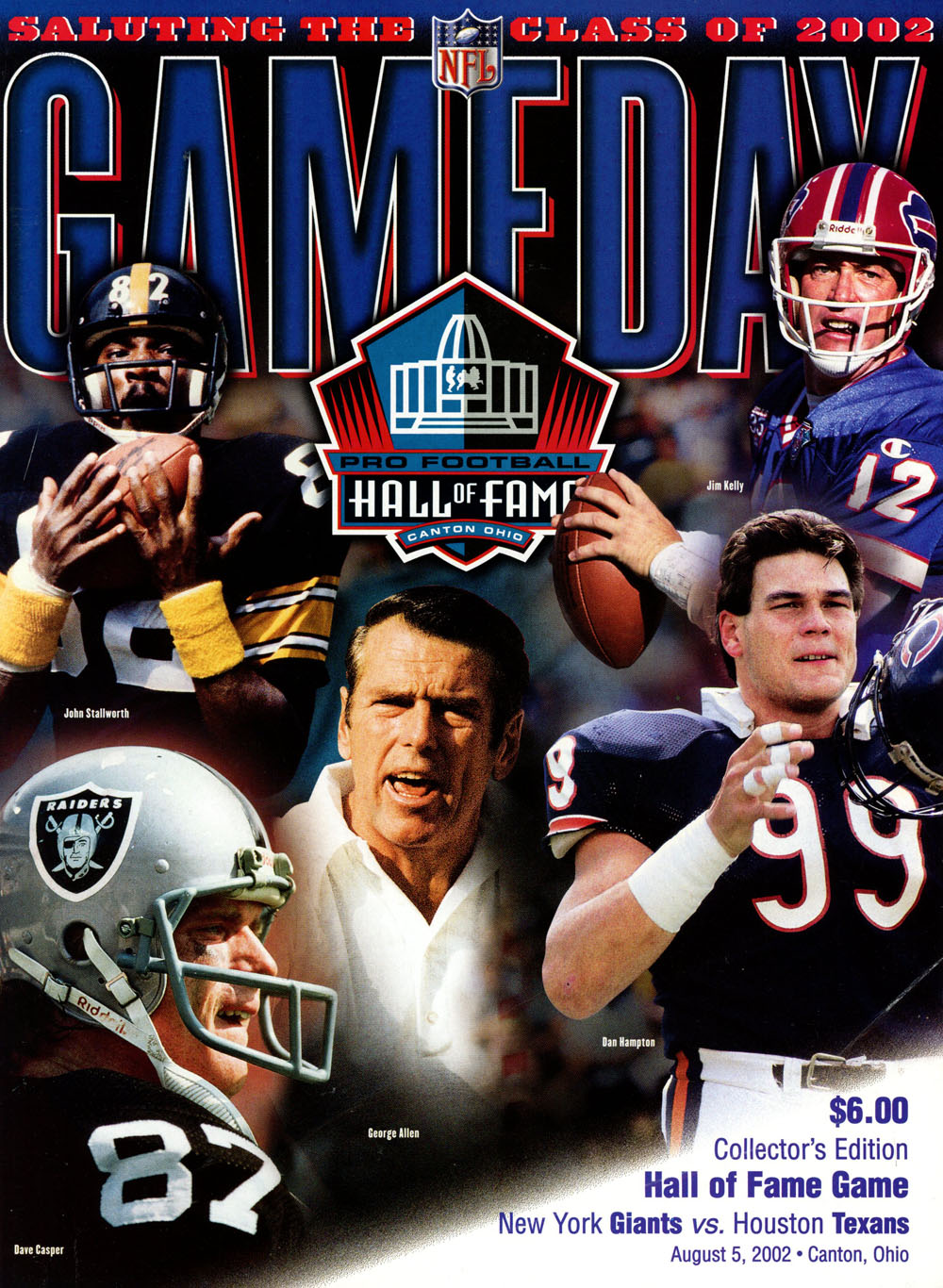 2002 Gameday Hall of Fame Game Program Giants vs Texans