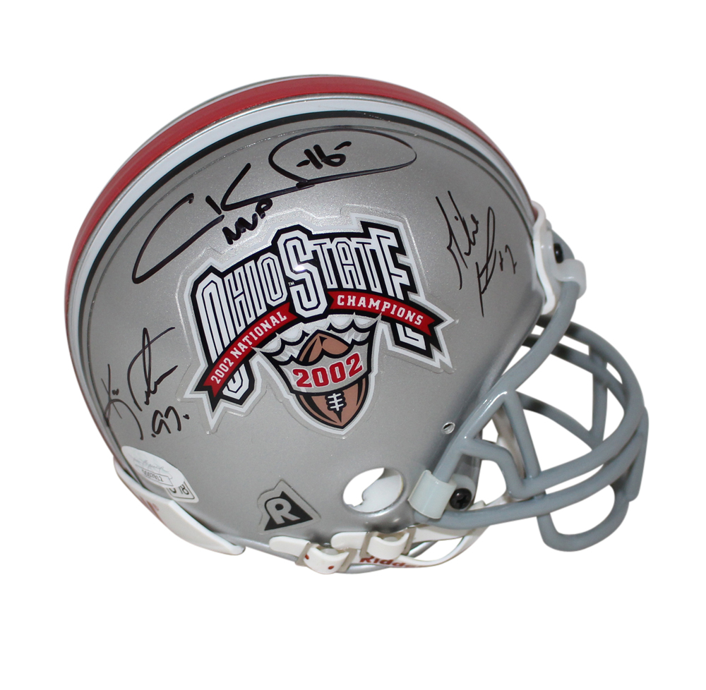 2002 Ohio State Buckeyes Autographed Mini Helmet 6 Sigs Tressel JSA