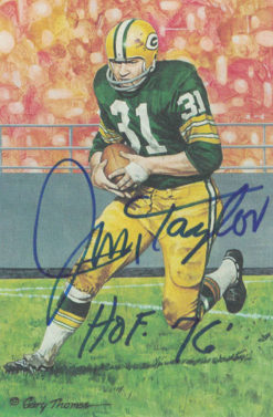 Jim Taylor Autographed Green Bay Packers Goal Line Art Card Blue HOF 20048