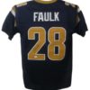 Marshall Faulk Autographed/Signed St Louis Rams Blue XL Jersey JSA 20084