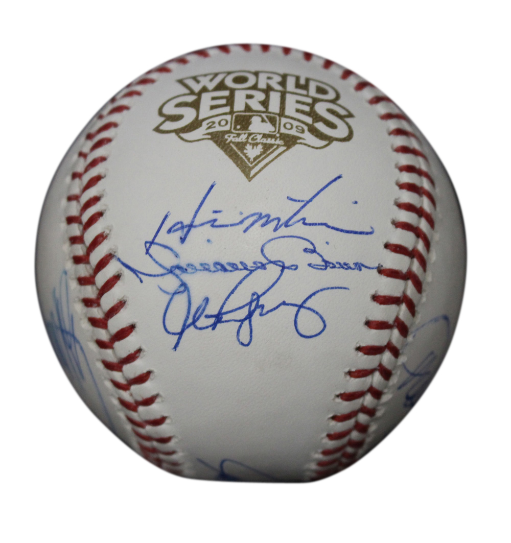 2009 New York Yankees Team Signed World Series Baseball 9 Sigs Steiner