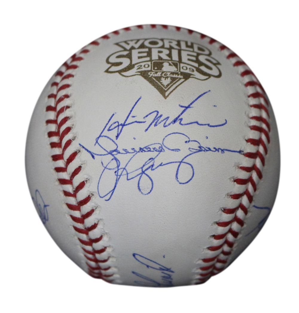 2009 New York Yankees Team Signed World Series Baseball 9 Sigs Steiner