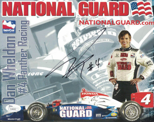 Dan Wheldon Autographed Panther Racing 8x10 Photo National Guard JSA 20101