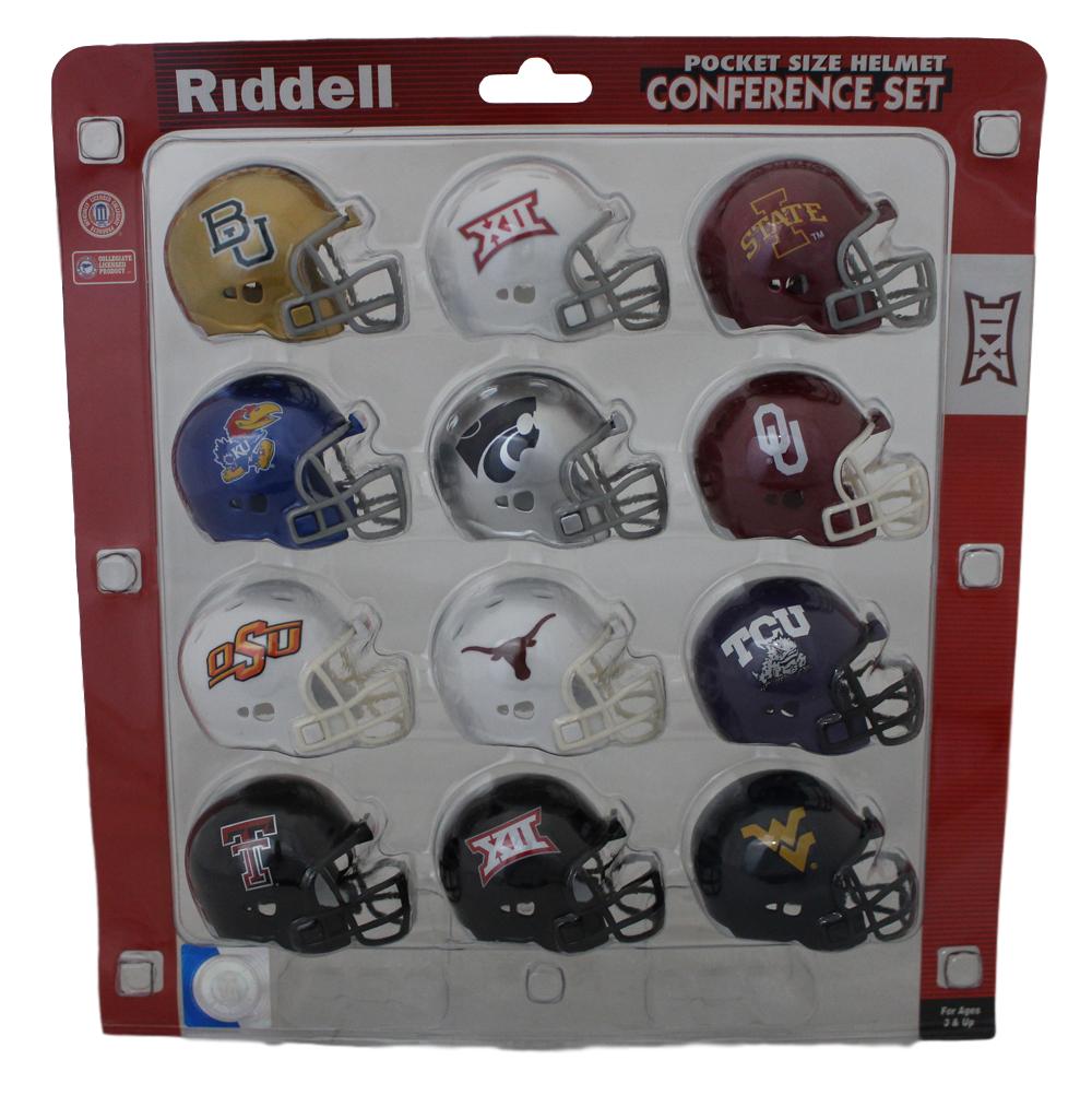 2015 Big 12 Riddell Pocket Pro Size Helmet Conference Set 13832