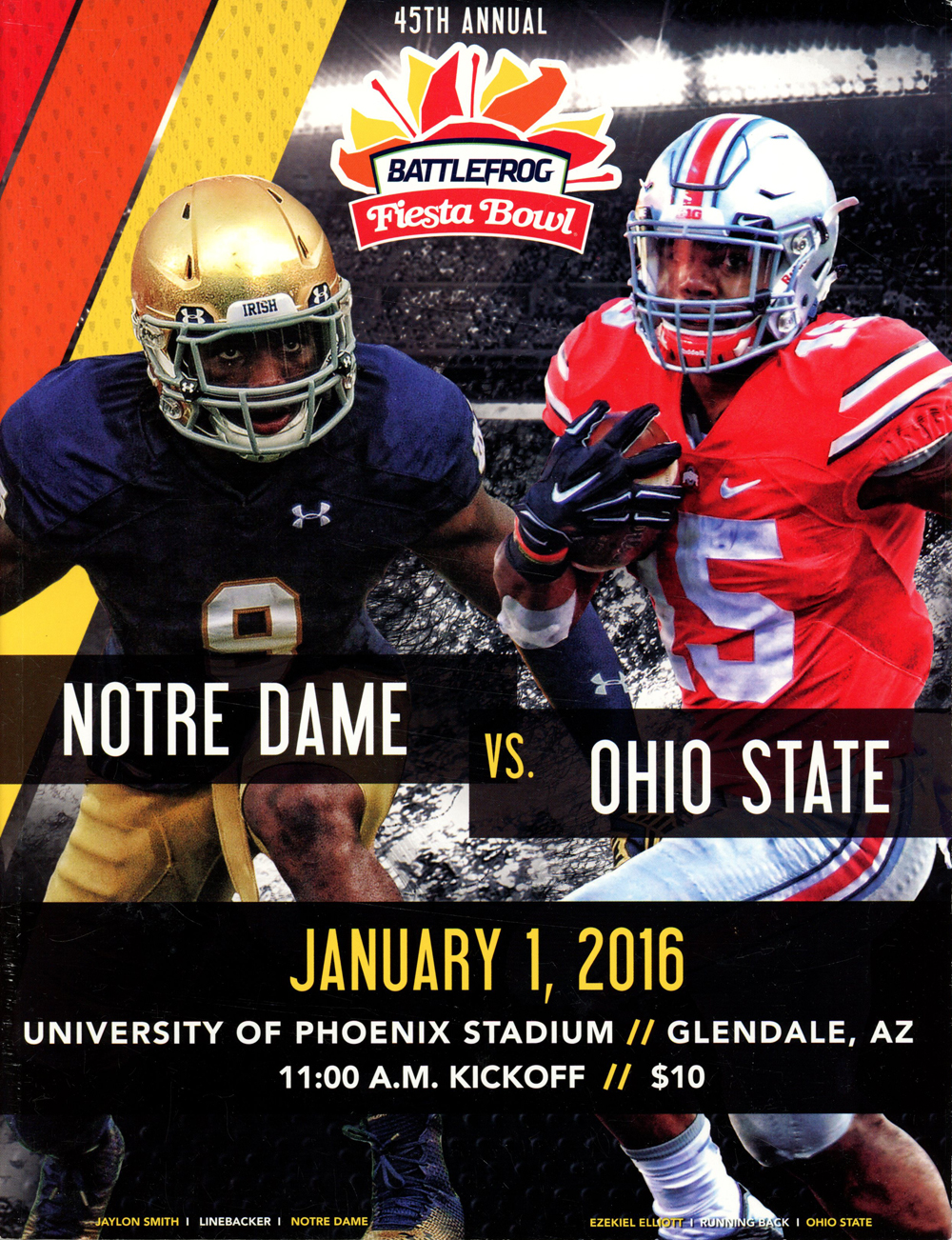 2016 Fiesta Bowl Program Notre Dame Fighting Irish vs Ohio State Buckeyes