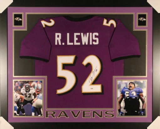 Ray Lewis Autographed/Signed Baltimore Ravens Framed Purple Jersey PSA/DNA 20175