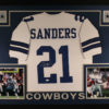Deion Sanders Autographed/ Signed Dallas Cowboys Framed White Jersey JSA 20187