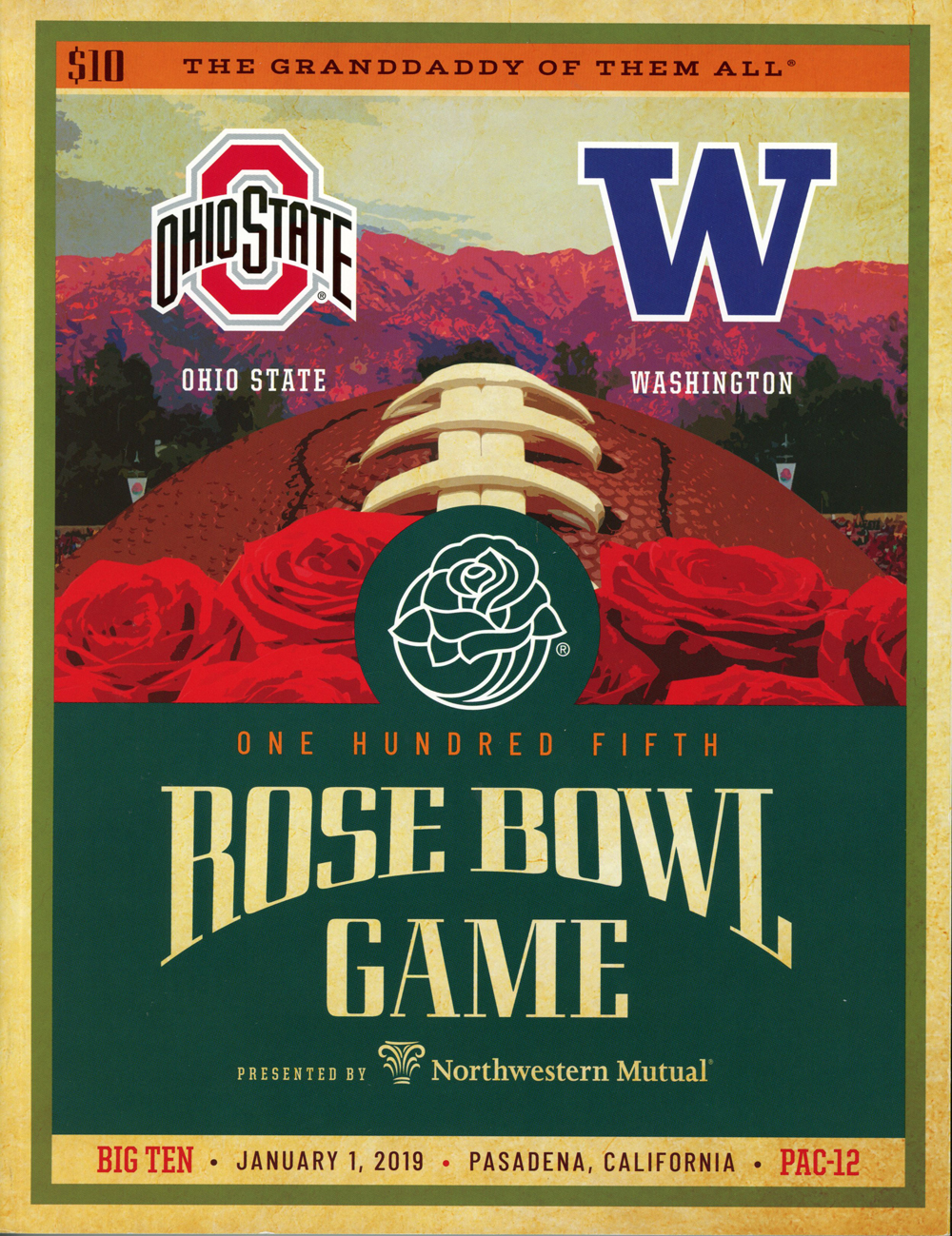 2019 Rose Bowl Program Ohio State Buckeyes vs Washington Huskies