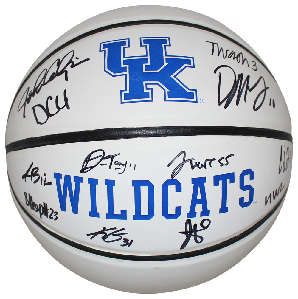 Kentucky Wildcats Team Signed White Basketball 12 Sigs Coach Calipari BAS