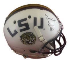 Derrius Guice Autographed/Signed LSU Tigers Replica Schutt Helmet JSA 20728