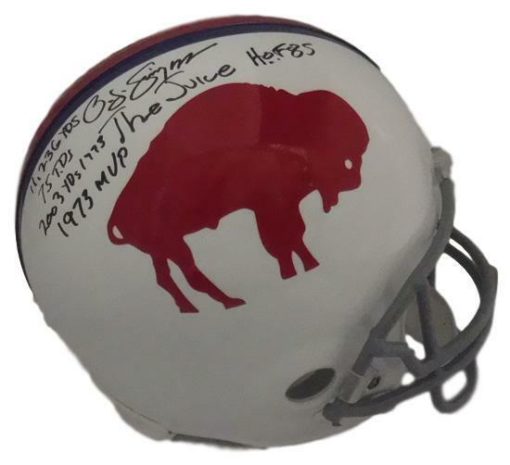 OJ SIMPSON AUTOGRAPHED/SIGNED BUFFALO BILLS FS REPLICA TB HELMET STAT 20880 JSA