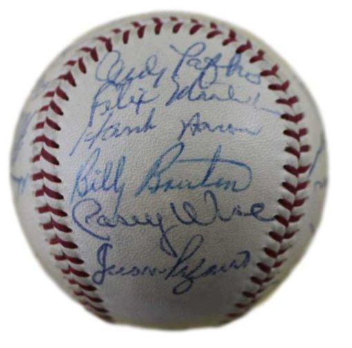 1958 Milwaukee Braves Autographed Baseball Aaron, Spahn, Mathews + 21 JSA 21345