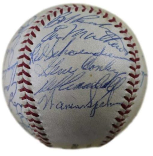 1958 Milwaukee Braves Autographed Baseball Aaron, Spahn, Mathews + 21 JSA 21345