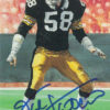 Jack Lambert Signed Pittsburgh Steelers Goal Line Art Card Blue HOF JSA 21424