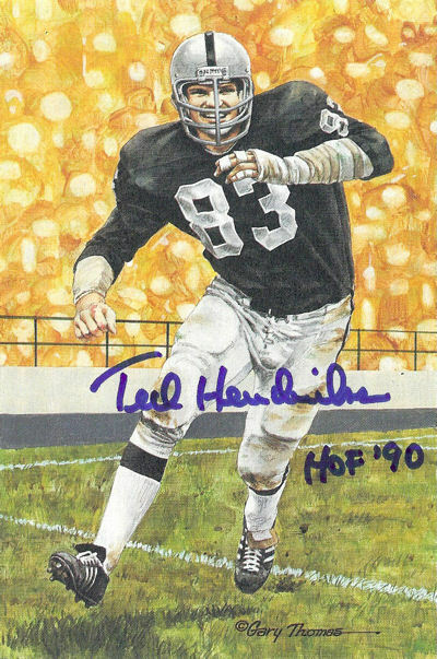 Ted Hendricks Signed Oakland Raiders Goal Line Art Card Blue Hof 90 JSA  21425 – Denver Autographs