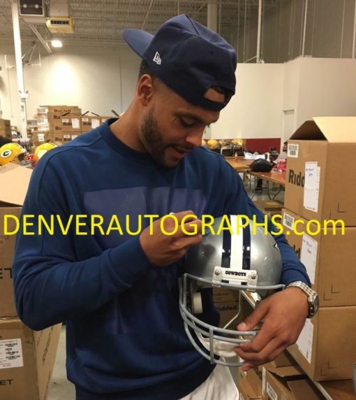 Dak Prescott Autographed Dallas Cowboys Full Size Replica Helmet JSA 21649